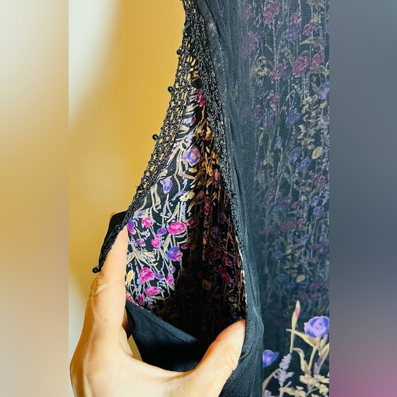 Lola P Flowy Black & Floral 2 layer‎ Sleeveless Dress Size 2X - Picture 7 of 14
